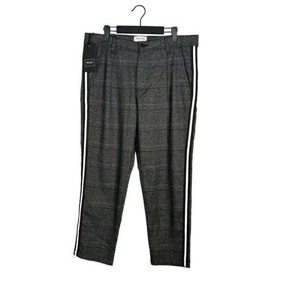 NWT Jack & Jones Harper Check Gray Melange Anti Fit Ankle Crop‎ Trouser Size 33 - Picture 1 of 11